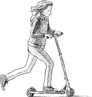 bir scooter üzerinde kız öğrenci