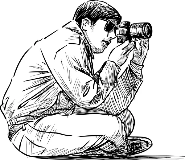 Photographer takes picture — Stock Vector