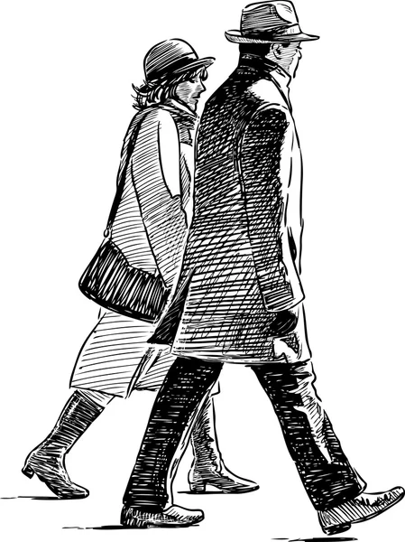 配偶在散步 — 图库矢量图片