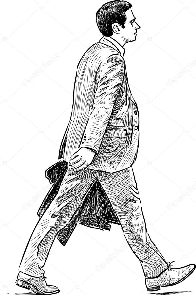 Striding businessman sketch Stock Illustration by ©samakarovmail.ru