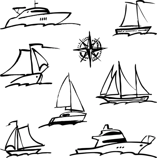 Croquis de navires — Image vectorielle