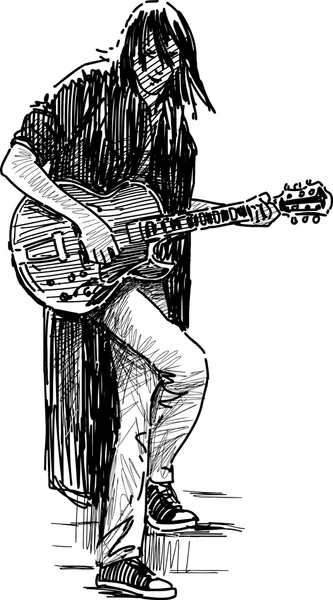 Young street gitarist — Stockvector