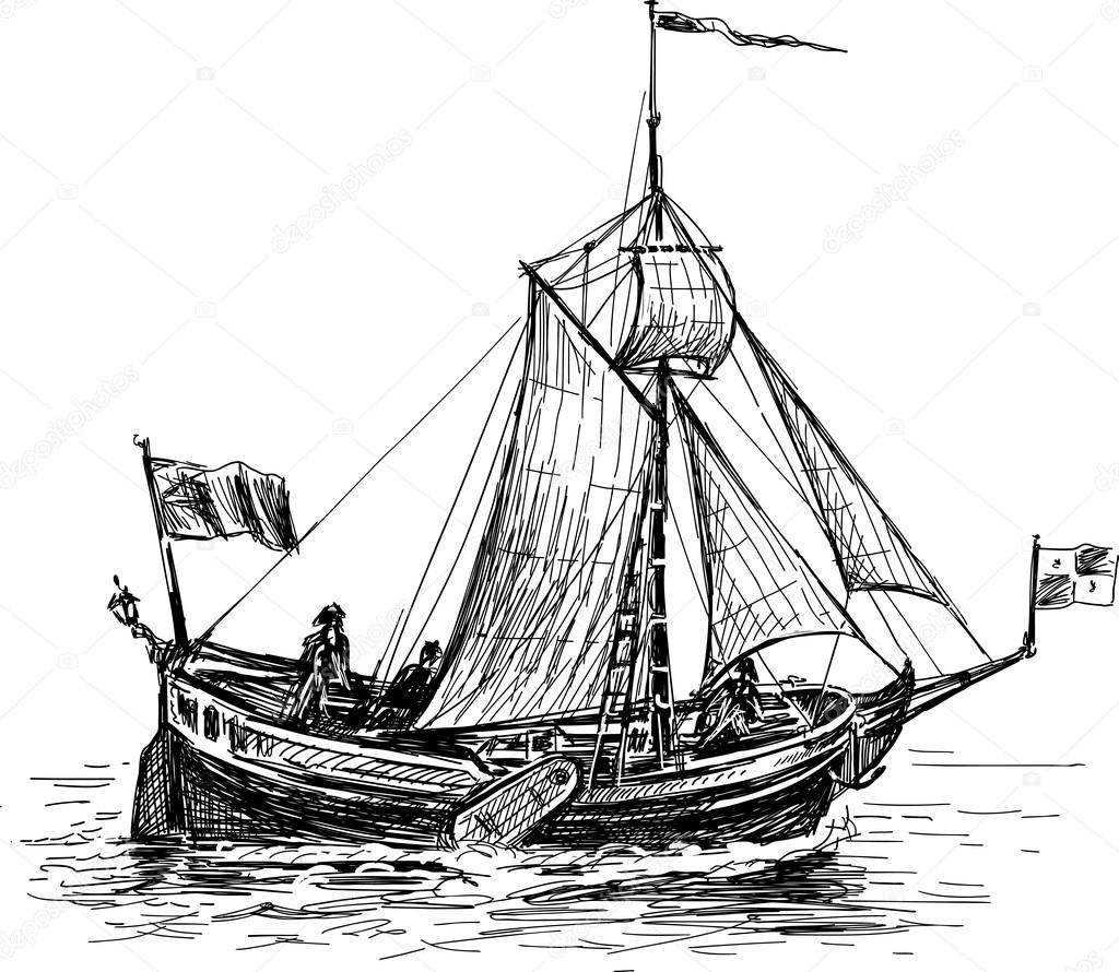 sketch of the sailing boat