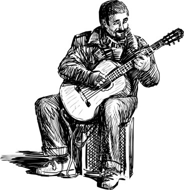 sokak müzisyeni kroki