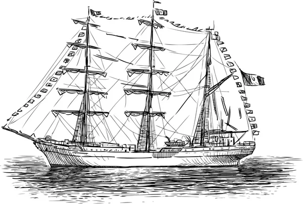 Schizzo nave a vela — Vettoriale Stock