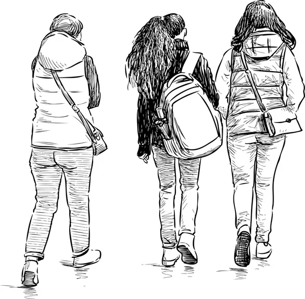 Adolescentes en un paseo — Vector de stock