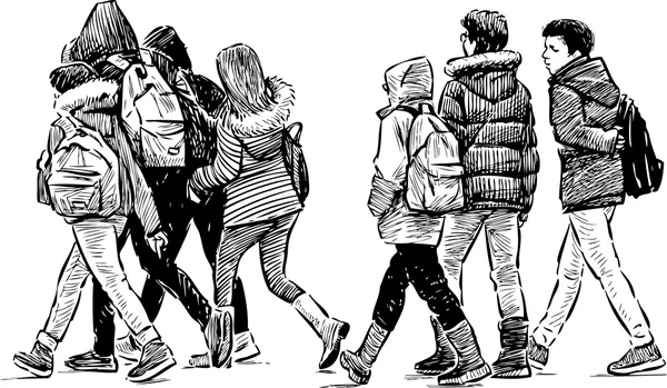 Teenagers on a stroll — Stock Vector