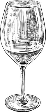 bir şarap glas taslağını