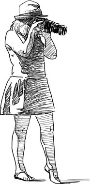 sketch of a woman shooting clipart