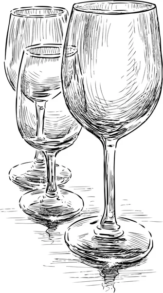 Verres à vin croquis — Image vectorielle