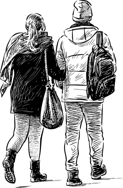 Jovem casal em um passeio —  Vetores de Stock