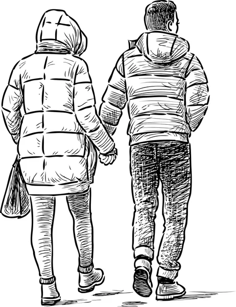 Junge Leute auf einem Spaziergang — Stockvektor
