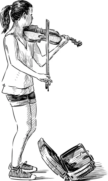 Jeune musicien de rue — Image vectorielle