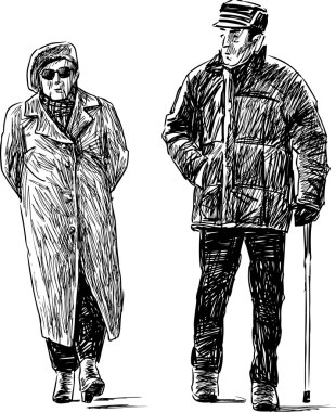 yaşlı çift yürüyüş