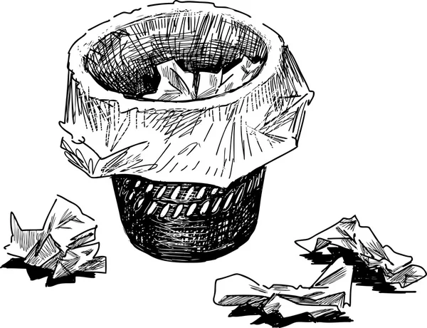 Wastepaper кошик ескіз — стоковий вектор