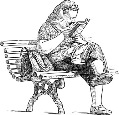 kadın bir bankta okur