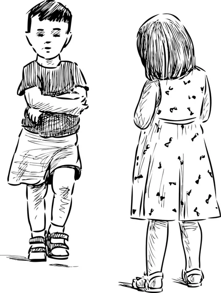 Маленькие дети на прогулке — стоковый вектор