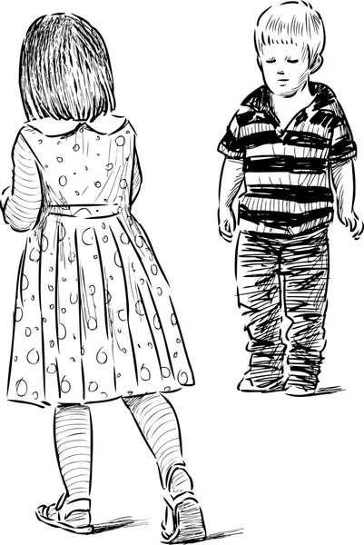 Σκίτσο της η μικρή παιδιά — Διανυσματικό Αρχείο