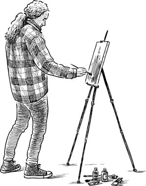 iş yerinde genç ressam