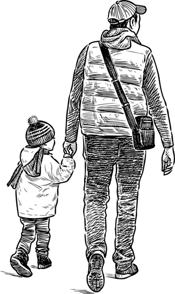 Hombre con su hijo en un paseo — Vector de stock