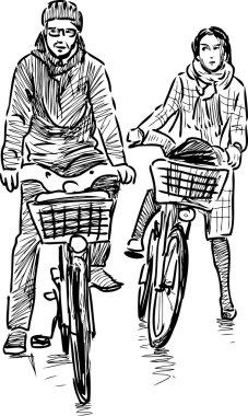 couple of the cyclists clipart