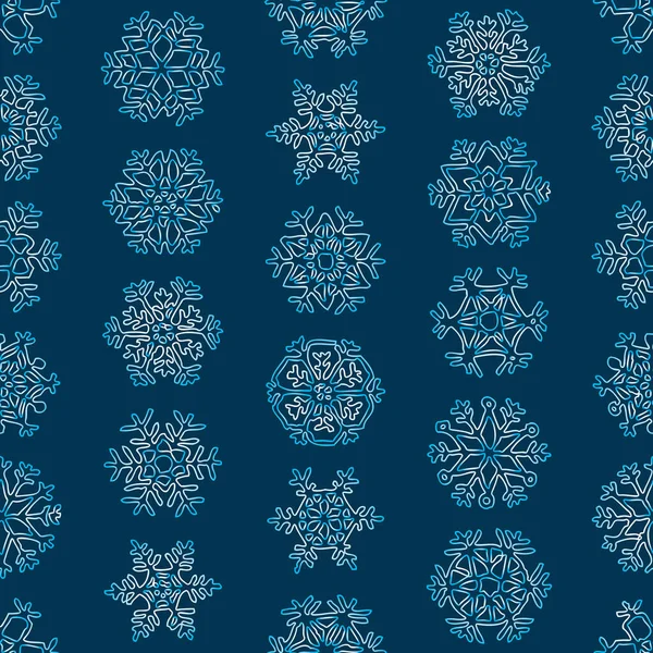 Nahtloses Muster Von Konturen Verschiedene Weihnachten Schneeflocken — Stockvektor