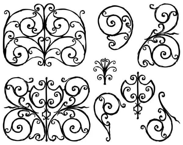 Contour Drawings Set Ornamental Vintage Design Elements — Stock Vector