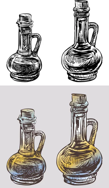 Vector Drawings Bottles Vegetable Oil — Stock Vector