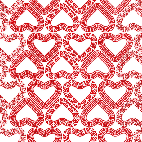 Απρόσκοπτη Μοτίβο Διακοσμητικά Σχήματα Καρδιά Από Μαιάνδρους Στολίδια — Διανυσματικό Αρχείο