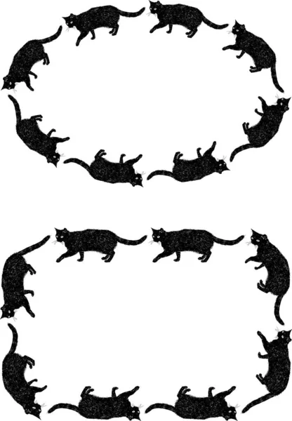 Διάνυσμα Διακοσμητικά Σύνορα Από Σκίτσα Μαύρες Οικιακές Γάτες — Διανυσματικό Αρχείο