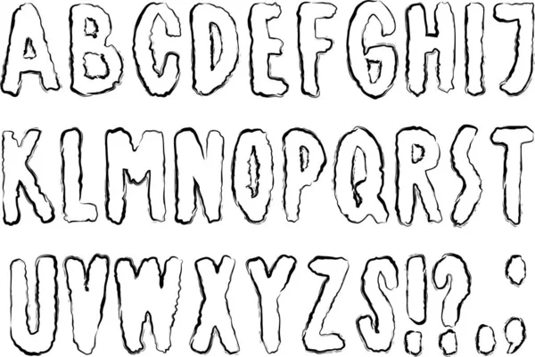 Vector Image Textured Contours Alphabet Letters — Stock Vector