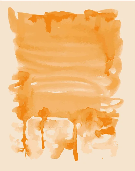 Aquarel Abstracte Achtergrond Van Penseelstreken Plekken Van Oranje Verf — Stockvector