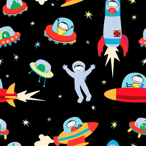 Extraterrestres y astronautas — Vector de stock