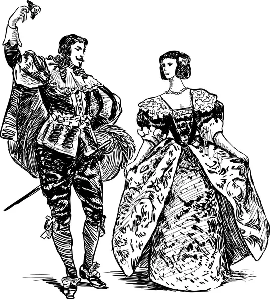 Пара танцюристів антикварні — стоковий вектор