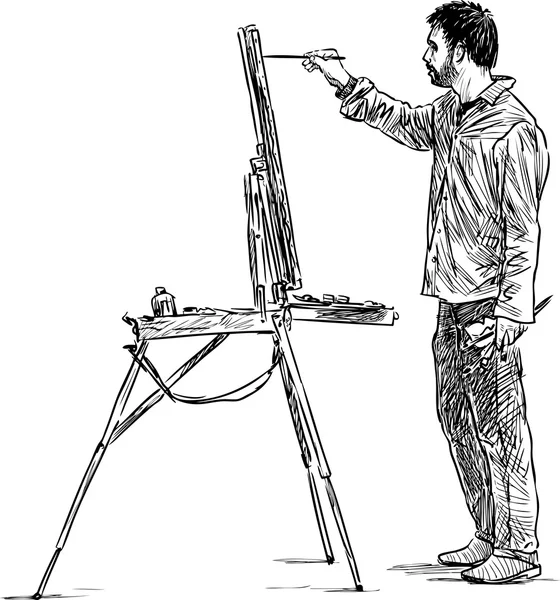 Художник малює на відкритому повітрі — стоковий вектор
