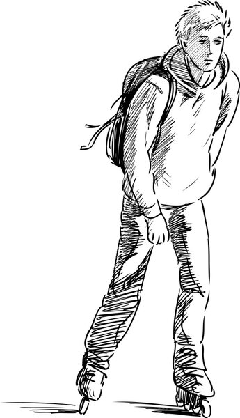 подросток на роликовых коньках
