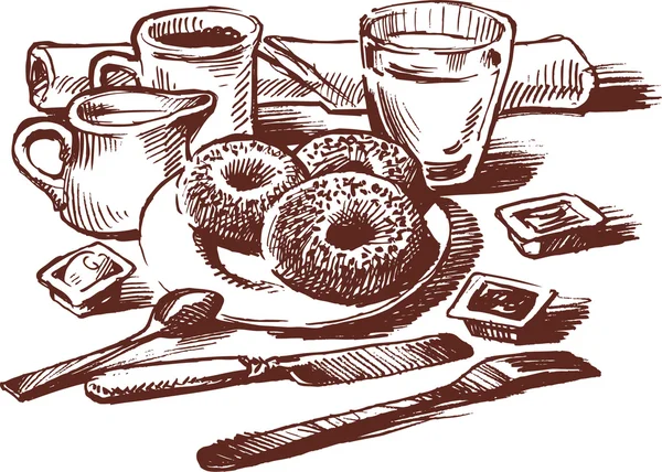Frühstück auf dem Tisch — Stockvektor