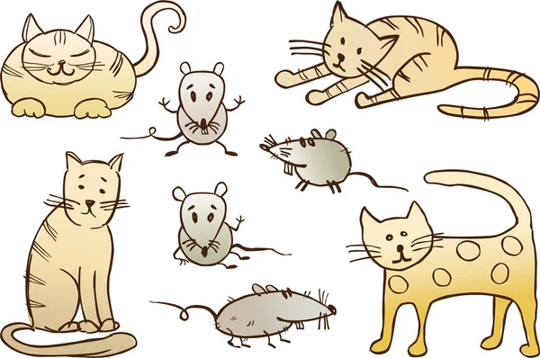 Gatos y ratas — Vector de stock