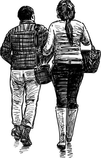 Couple en promenade — Image vectorielle