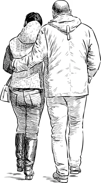 Hugging couple sketch — Stock Vector