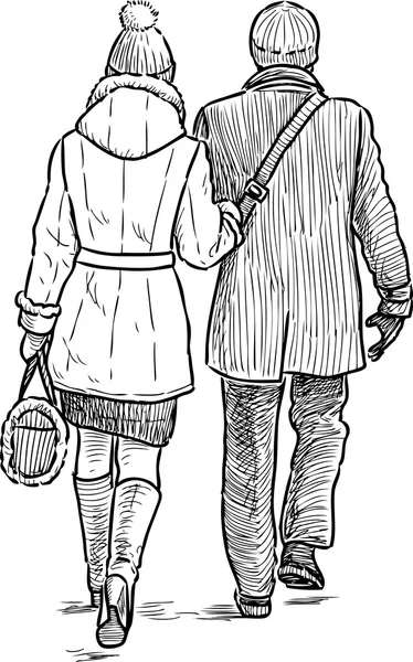 Couple en promenade — Image vectorielle