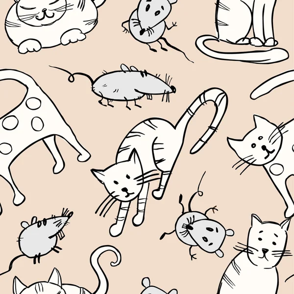 Cats and rats pattern — Stock Vector