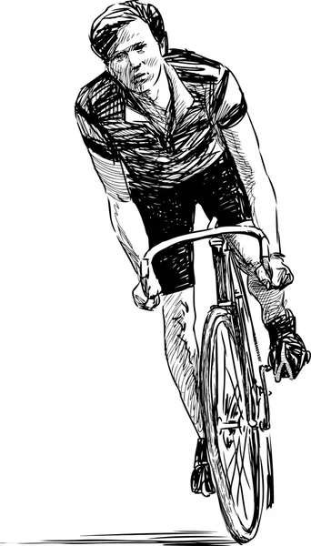 Junger Mann auf dem Fahrrad — Stockvektor