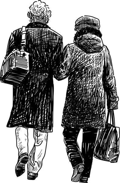 Couple en promenade — Image vectorielle