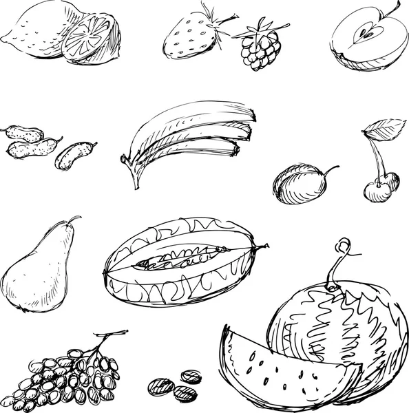 Боку звернено фрукти — стоковий вектор