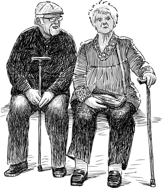 Pareja de ancianos descansando — Archivo Imágenes Vectoriales