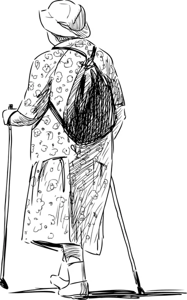 Femme âgée avec des bâtons norvégiens — Image vectorielle