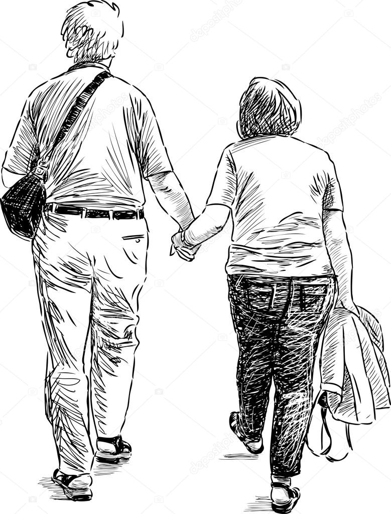 elderly couple at walk