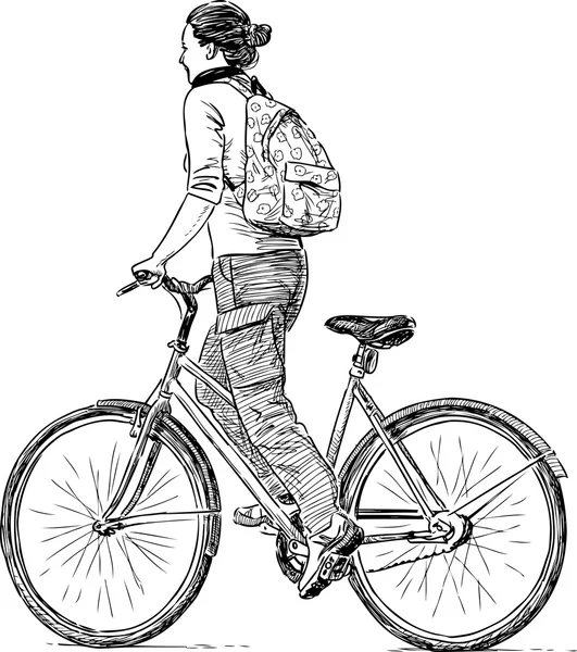 Chica paseos en bicicleta — Archivo Imágenes Vectoriales