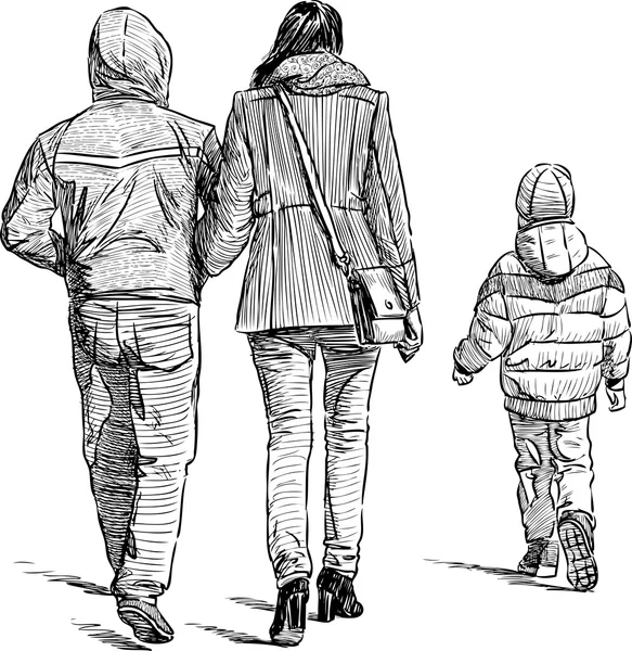 Familia en un paseo — Archivo Imágenes Vectoriales